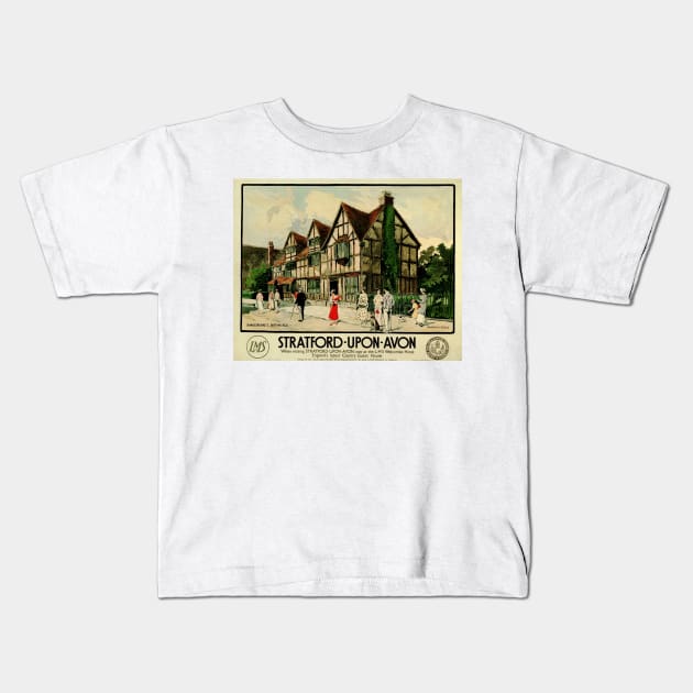 STRATFORD UPON AVON Shakespeare's Birthplace London Midland Scottish Railway Company Advert Kids T-Shirt by vintageposters